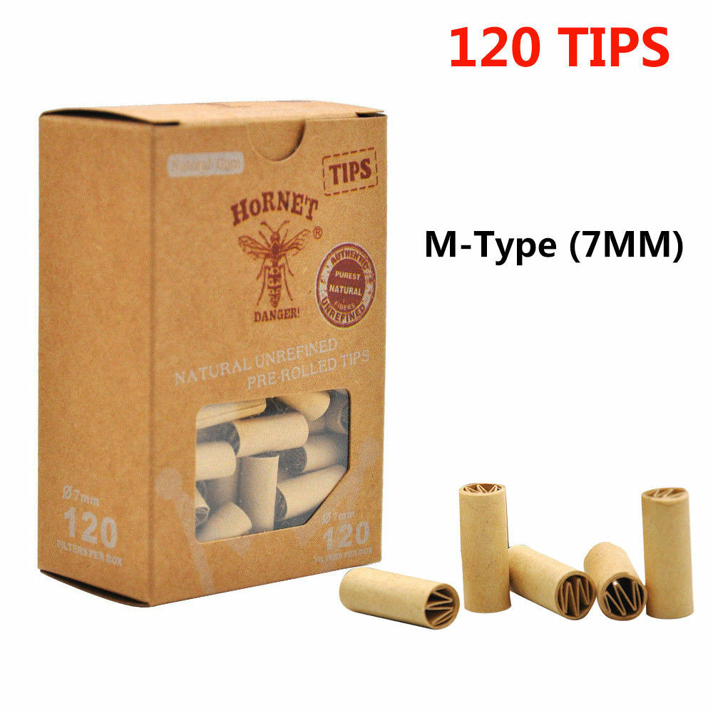 120x/box Pre Rolled Natural Unrefined Cigarette Filter Rolling Paper Tips