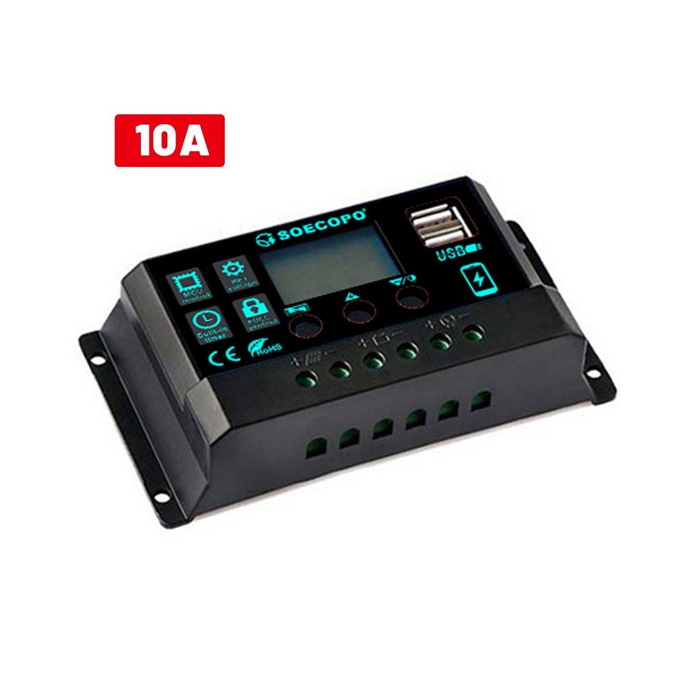 12/24V 10-100A Solar ChargeController AutoSwitch LCD for RV Boat Off-Grid System