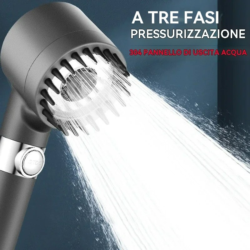 Shower Head with High Pressure Filter and Spray Adjustable in 3 Modes
