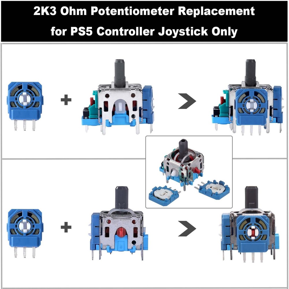 IKPEK 6 Pack Analog 3D Joysticks Replacement for PS5 Controller, Green - 6pcs