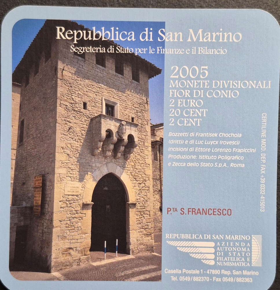 SAN MARINO 2005 blister 2 cent -20 cent - 2 euro