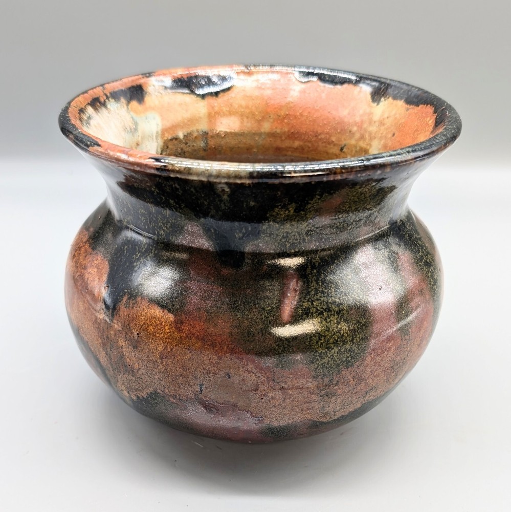 Studio Pottery Planter Pot Round Signed Tom Kauffman Ceramic 1970