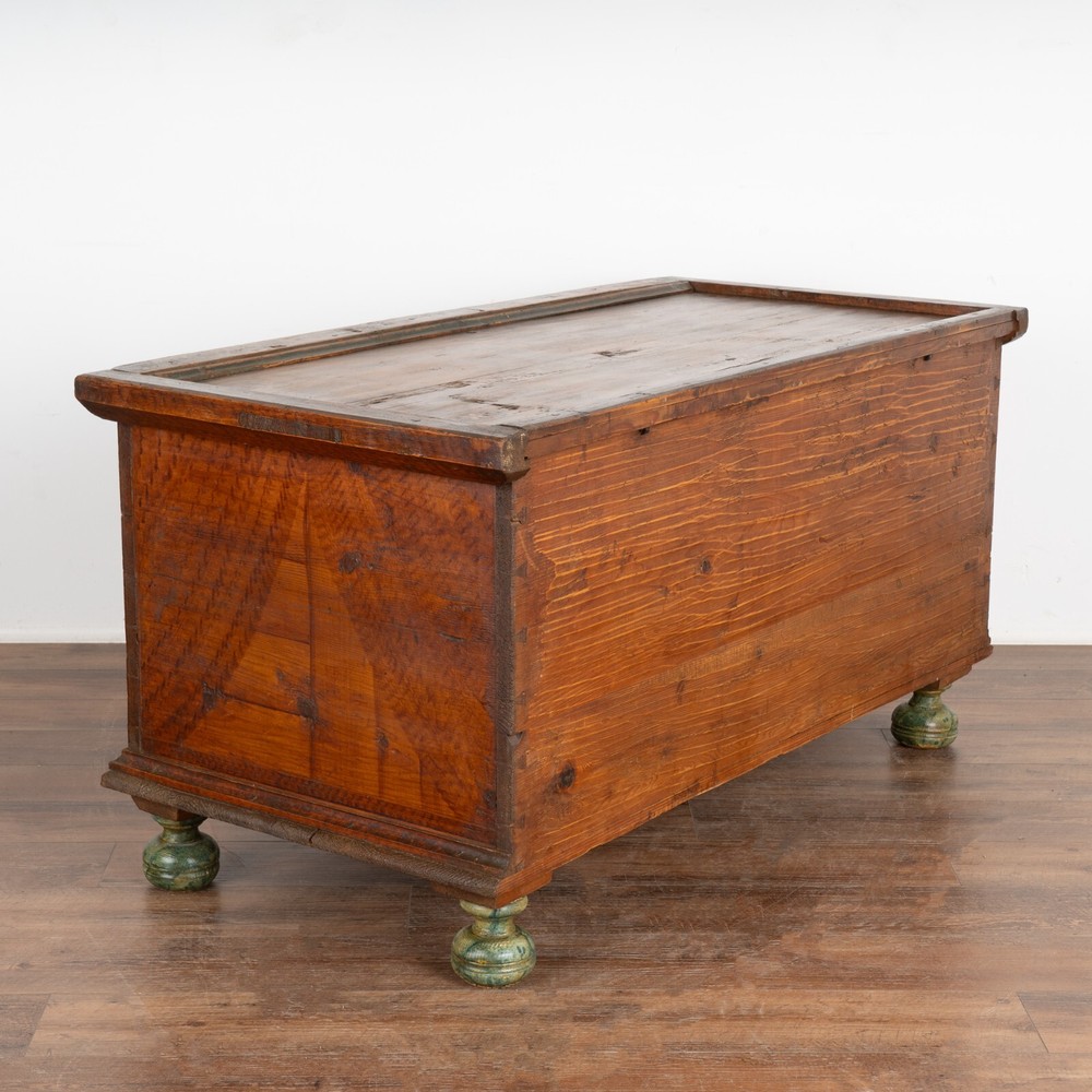 Original Painted Flat Top Trunk With Flowers, Austria dated 1804