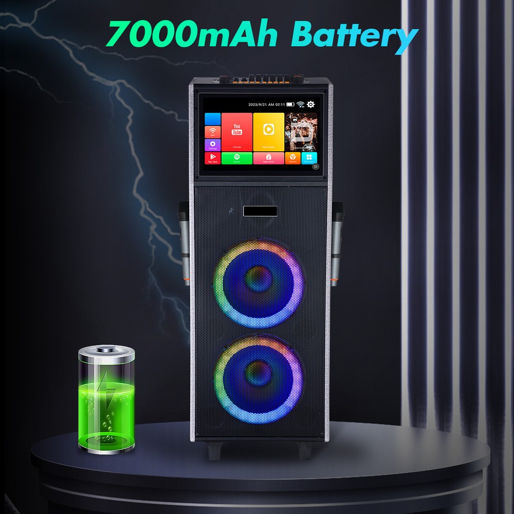 Professional Karaoke Machine Bluetooth Speaker Lyrics Display Screen WirelessMic