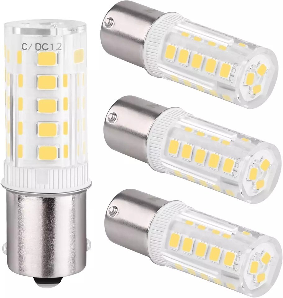 4-Pack 1156 LED Bulbs 12V/24V, Daylight White 6000K for RV and Marine Use