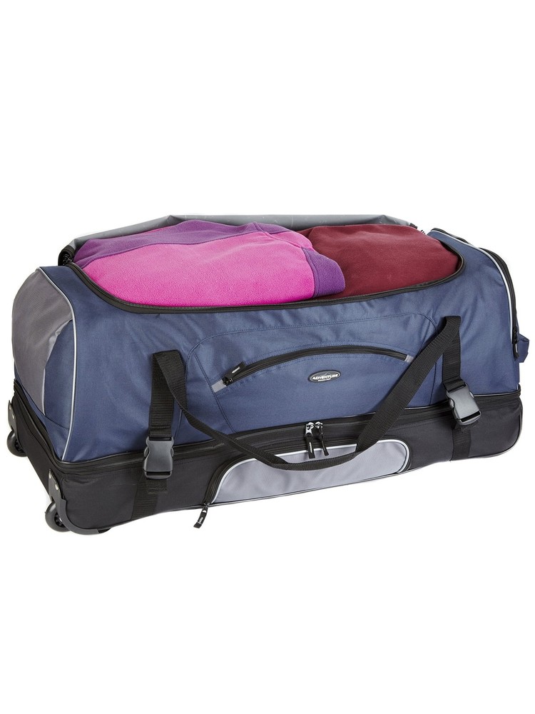 Large 36" Drop-Bottom Rolling Duffel with Telescopic Handle - Black