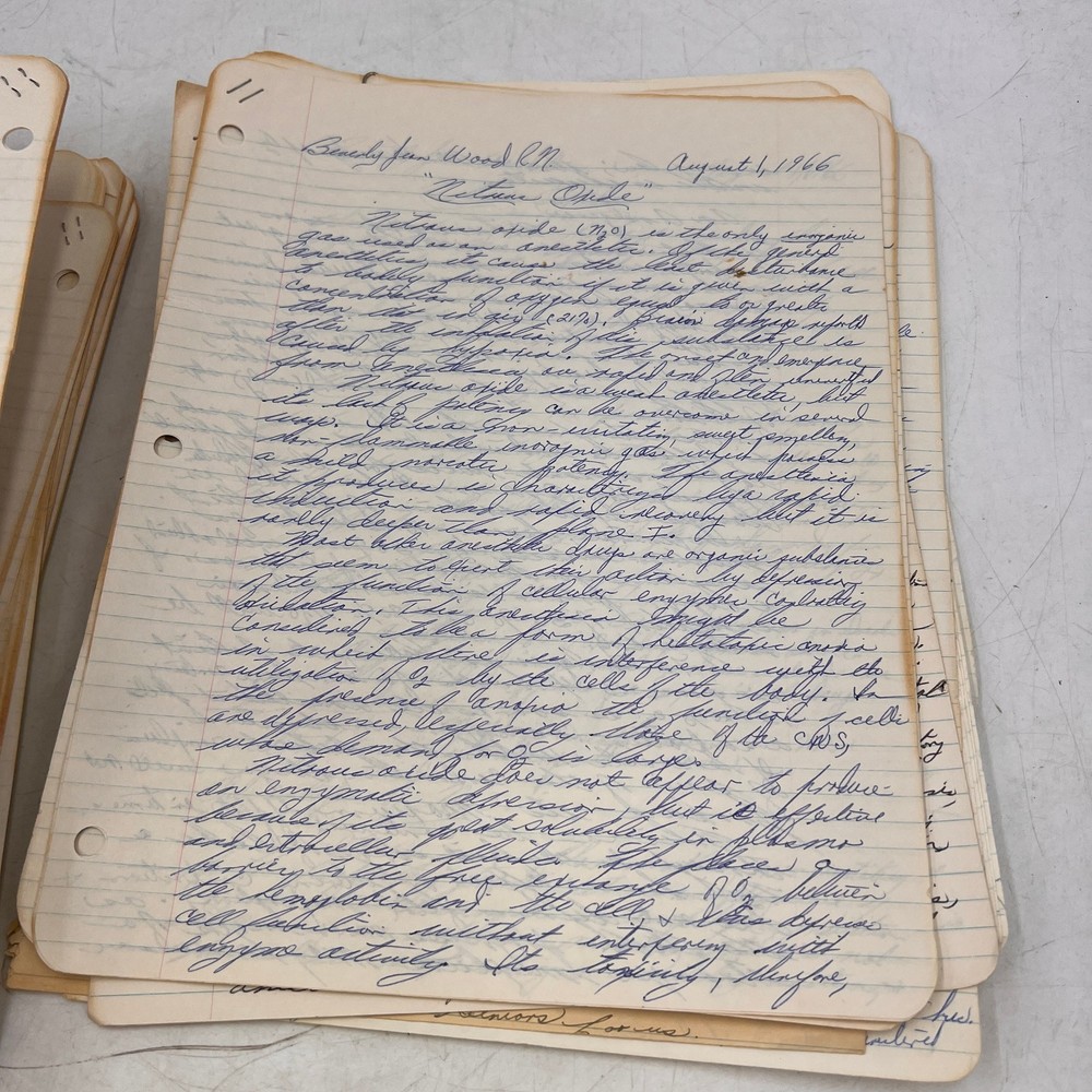 Vintage Medicine Science Note Term Papers School 1960s Class Handwritten Cursive