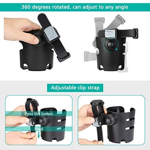 Universal Stroller Cup Holder 360° Rotatable