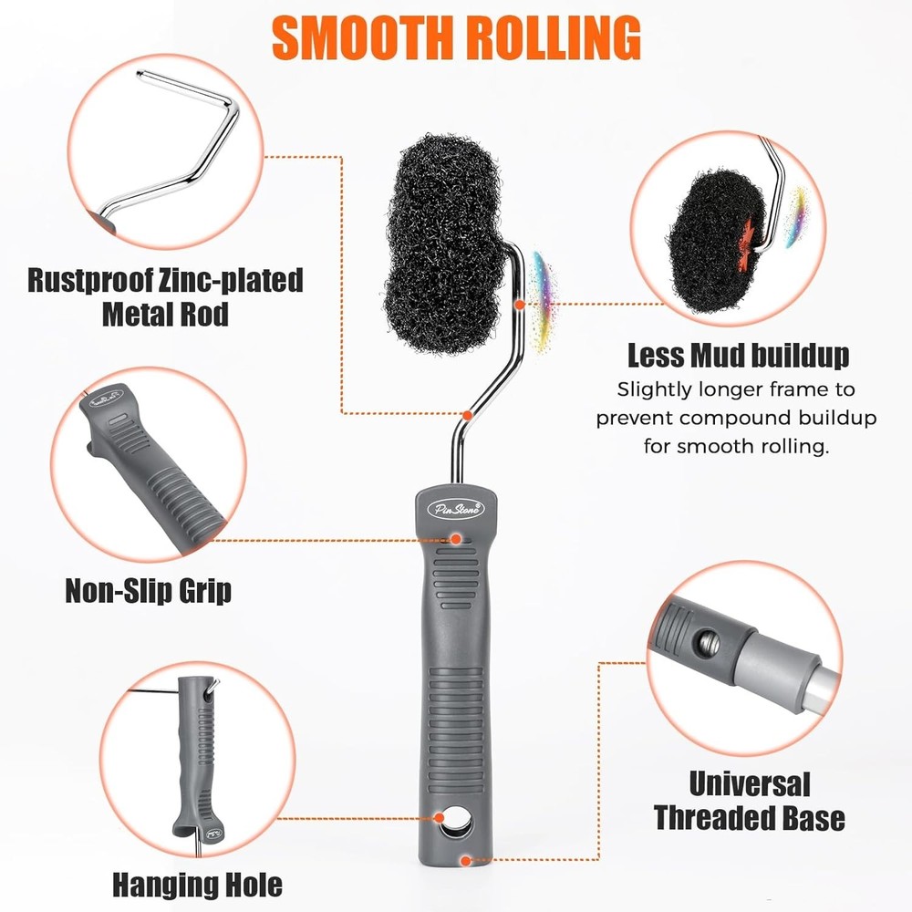 4 Pack Drywall Corner Compound Roller Kit, Shed-Resistant Corner Drywall Mud Rol