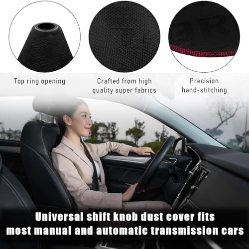 Car Shift Boot Cover, Waterproof Canvas Fabric Manual Automatic Shift Black