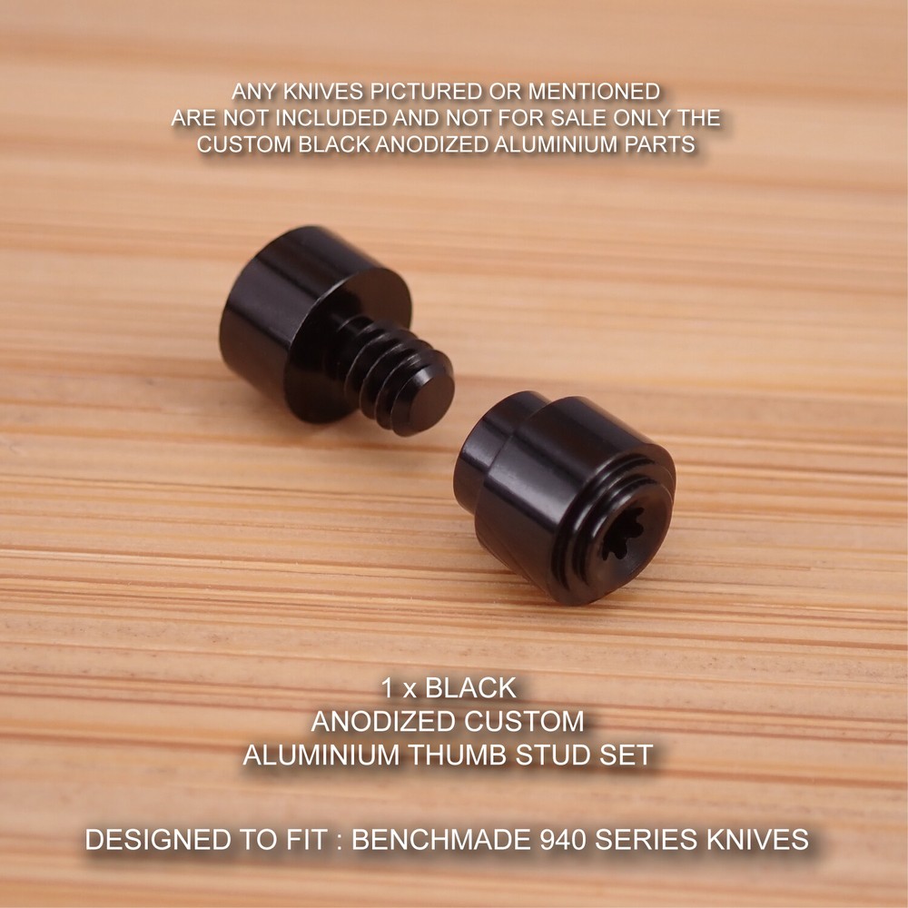 Custom BLACK Anodized Thumb Stud Set fits Benchmade 940-2001 Osborne Knife