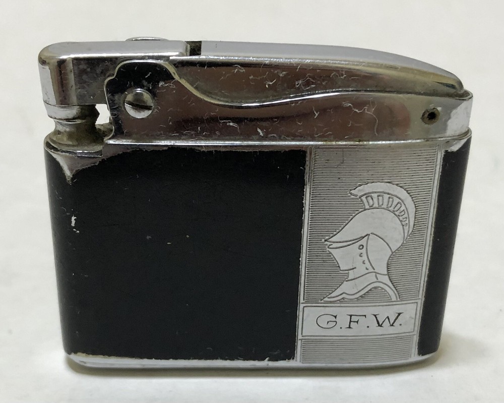 Vintage RONSON ADONIS Lighter - Black / Silver with KNIGHT Logo