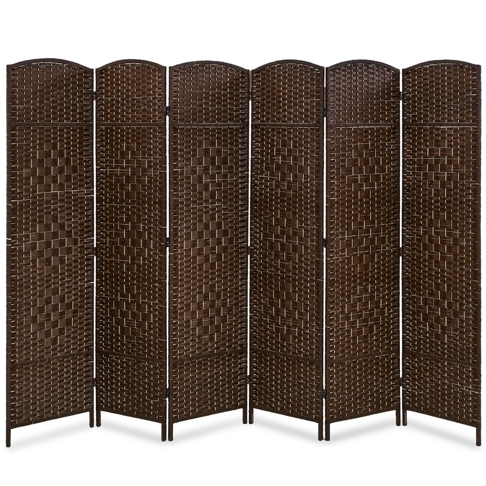 Room Divider 6 Panel Folding Privacy Divider 6 Ft Indoor Wall Divider Brown