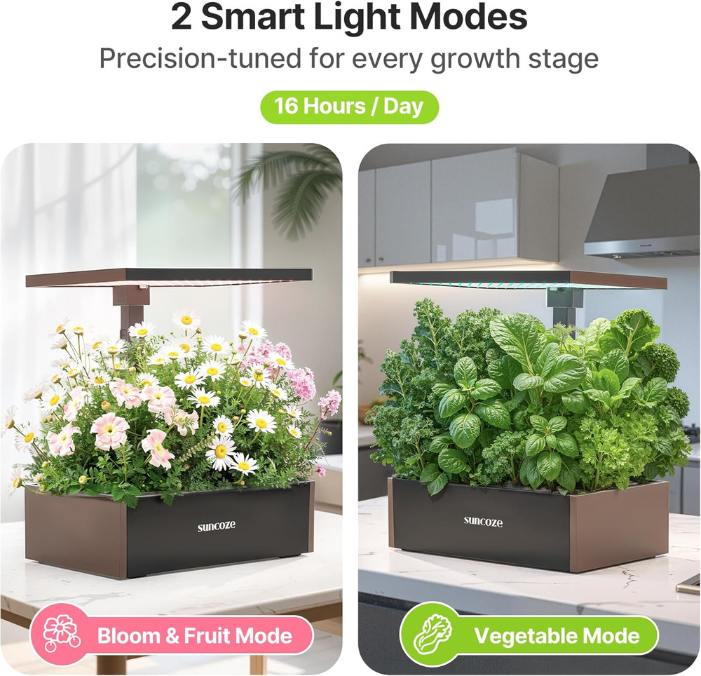 Indoor Hydroponics System Kit with 20 Pods, 30W LED Light & LCD Display