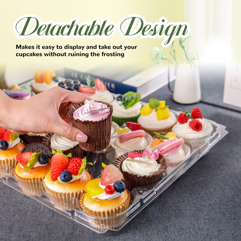 24 Count Cupcake Containers 10 Pack Cupcake Holders Plastic Stackable Cupcake...