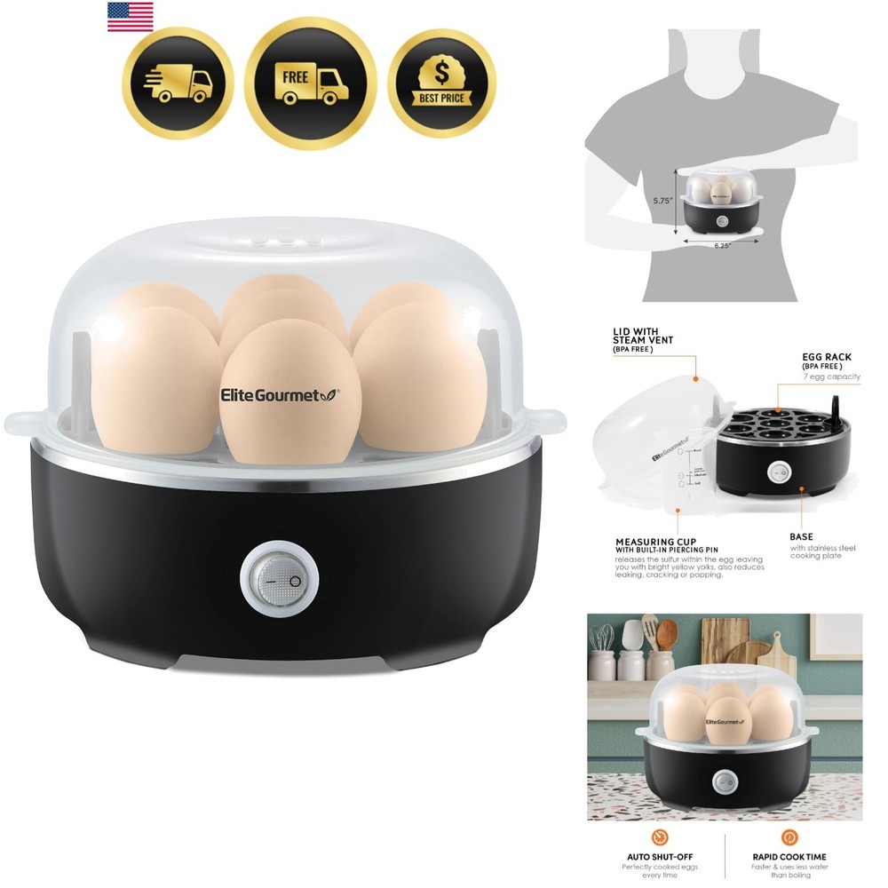 Easy Egg Cooker Electric 7-Egg Capacity, Soft, Medium, Hard-Boiled Egg Cooker...