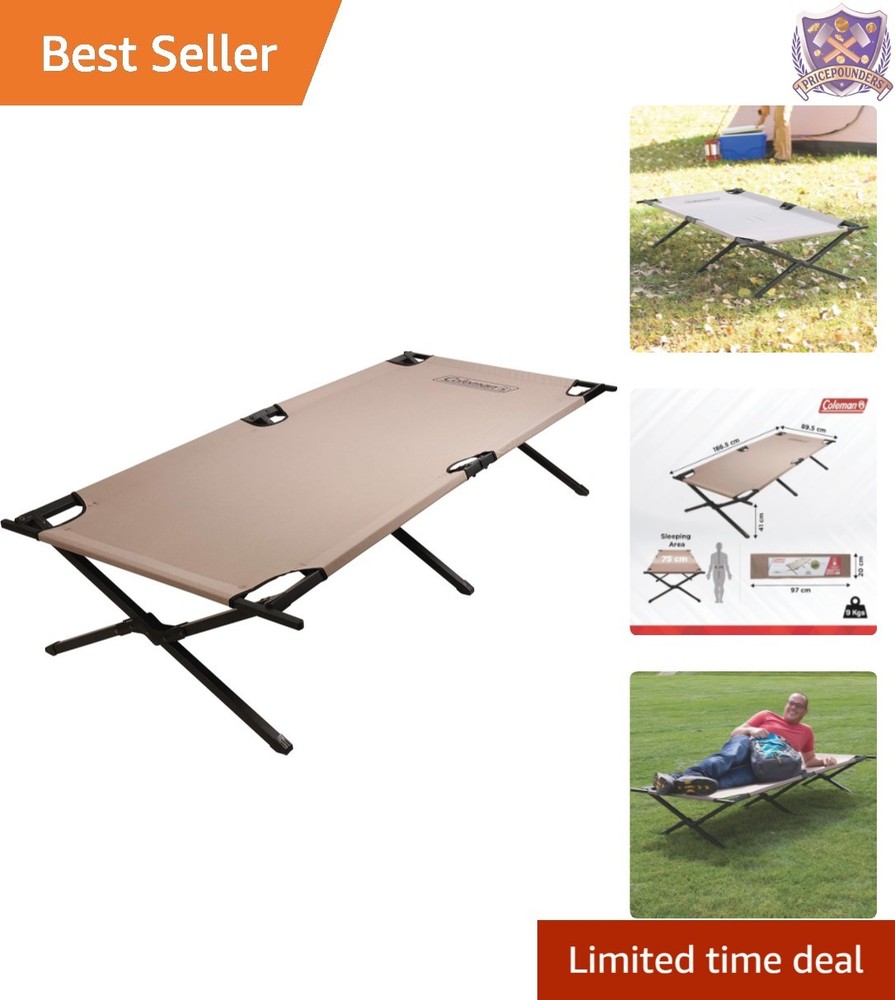 Heavy Duty Camping Cot Steel Frame Fully Assembled Elevated Sleeping