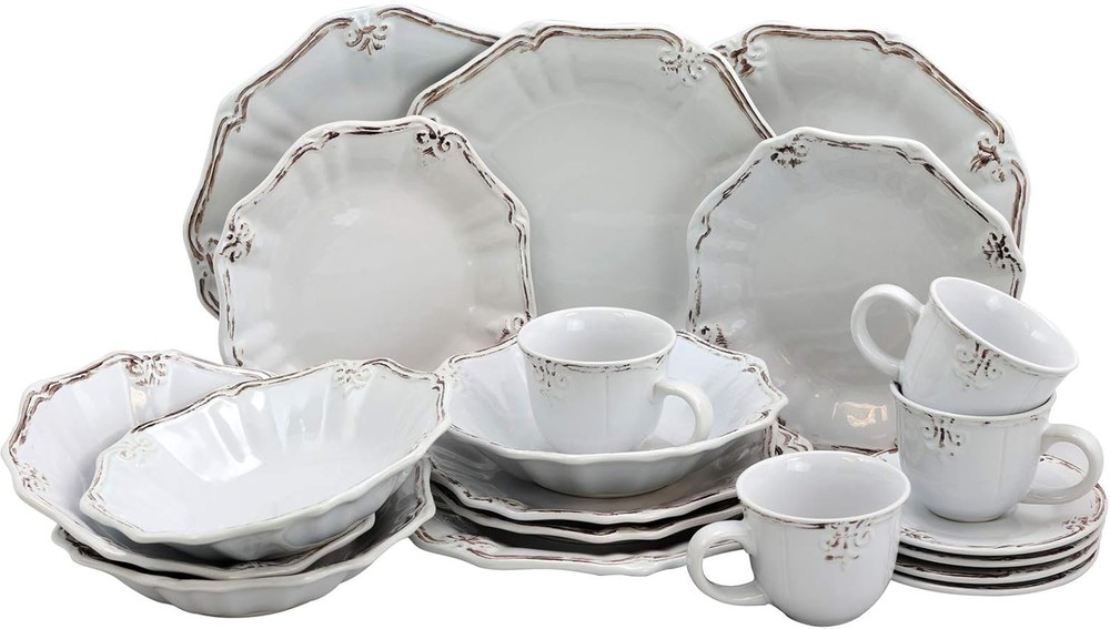 Fleur De Lys 20-Piece Dinnerware Set in White