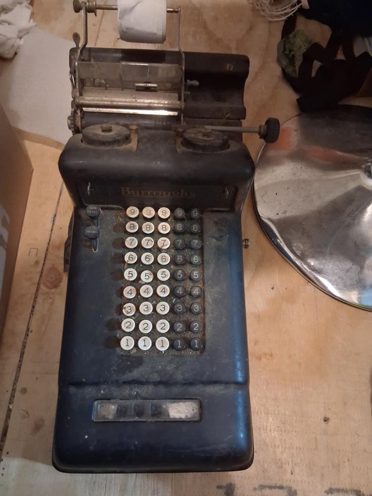 Burroughs Antique Mechanical Adding Machine Calculator