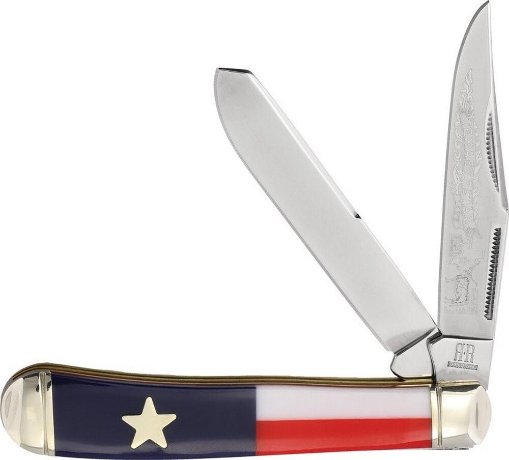 Rough Ryder Texas Star Trapper Folding Knife Plastic Handle - RR2499-KB201