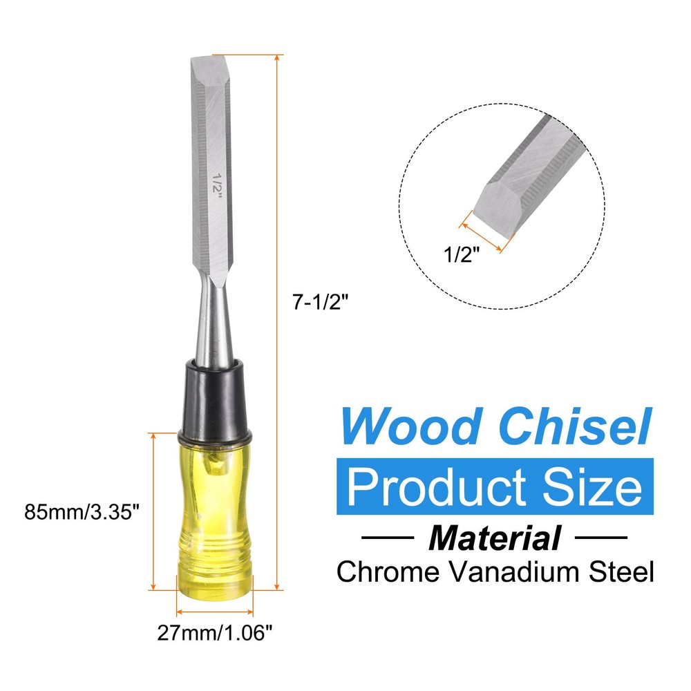 Wood Chisel 1/2" Beveled Edge Blade Woodworking Hand Tools with Caps
