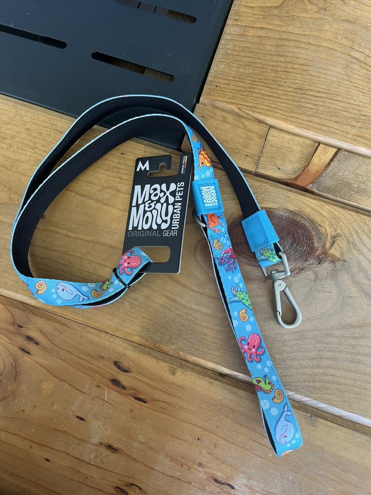 Max & Molly Short Dog Leash - Style: Blue Ocean - Medium Size