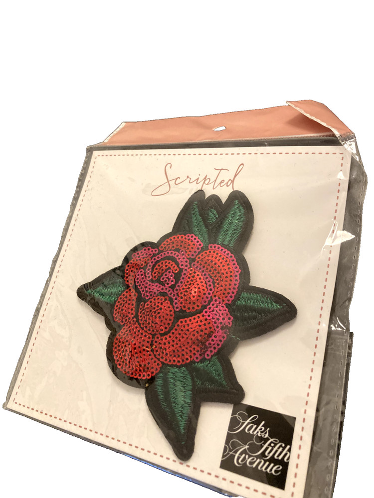 Rose Patch Pin Embroidery Sequence Grateful Dead Biker Reusable Saks 5th Ave.