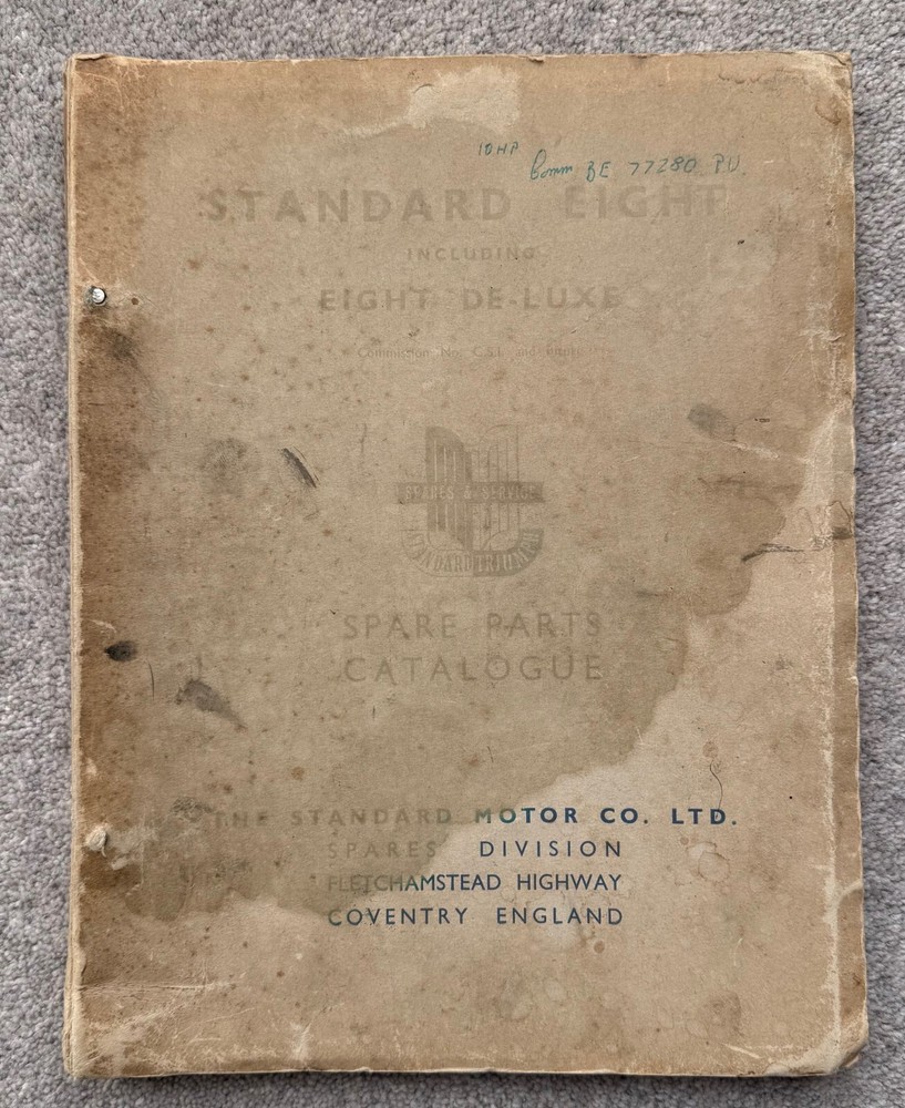 Standard Eight Spare Parts Catalogue - First Edition