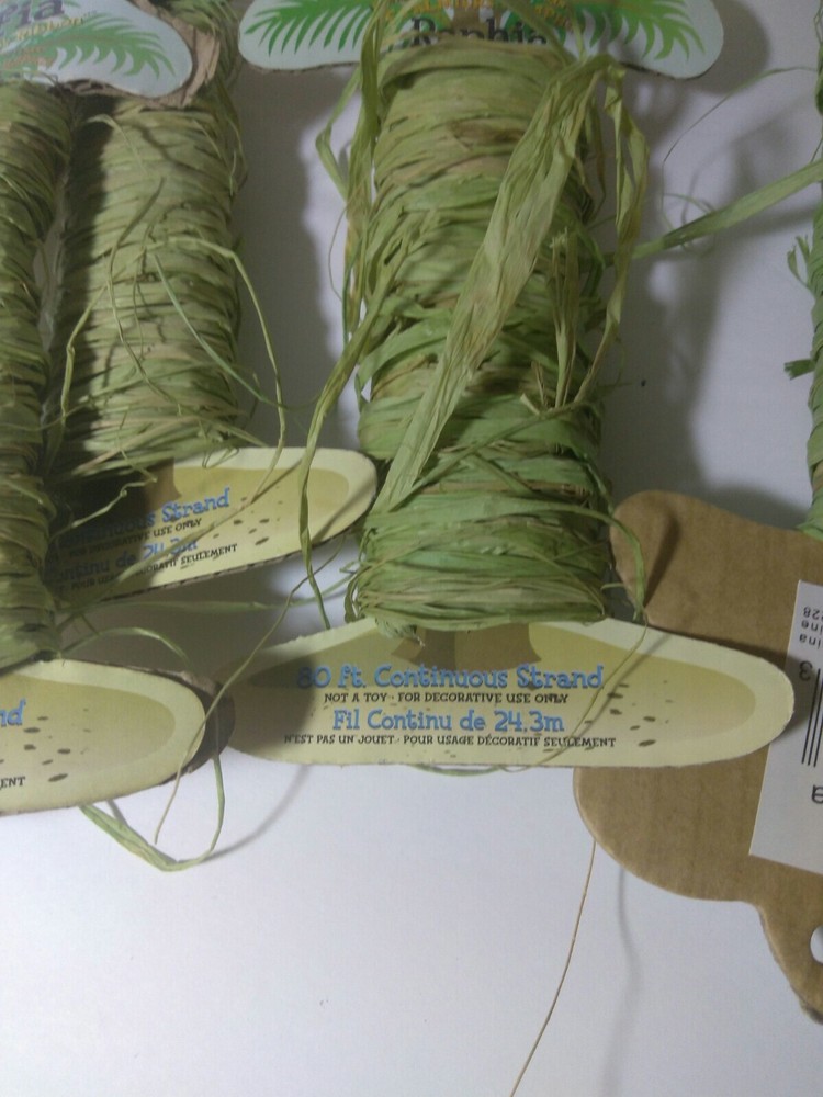 All Natural Palm Raffia Roll Two-tone, for Craft Projects 18mm, 80 Continuos Ft
