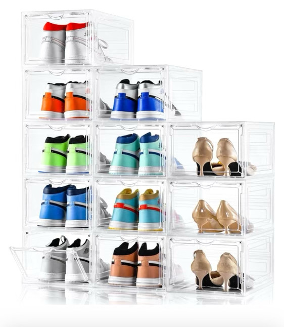 Clemate Upgraded X-Large Clear Shoe Organizer -Pack Stackable Shoe Storage B