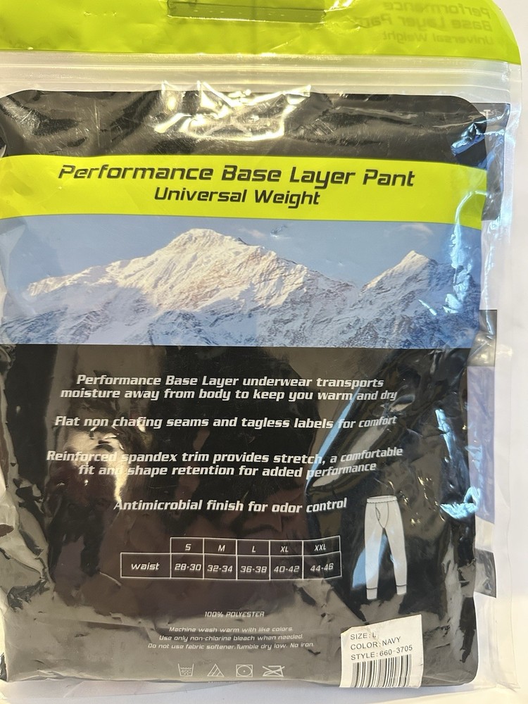 NWT XTEK MENS PERFORMANCE BASE LAYER UNIVERSAL WEIGHT PANTS Navy BLUE Large