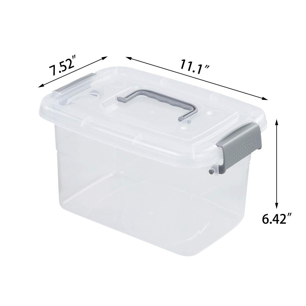 6-Pack Home Storage Bins, Plastic Container, Latching Box with Handle (Grey h...