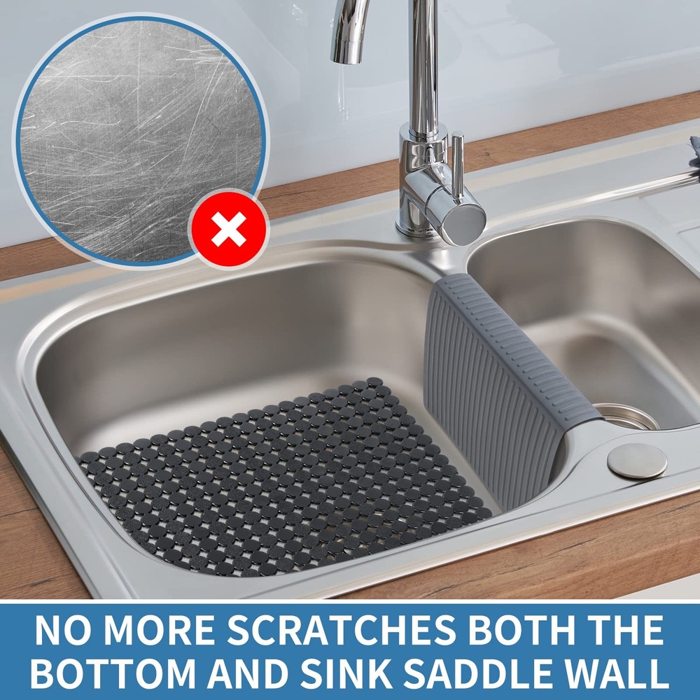Silicone Sink Mat Divider Grey Kitchen Protector Non Slip Large Size