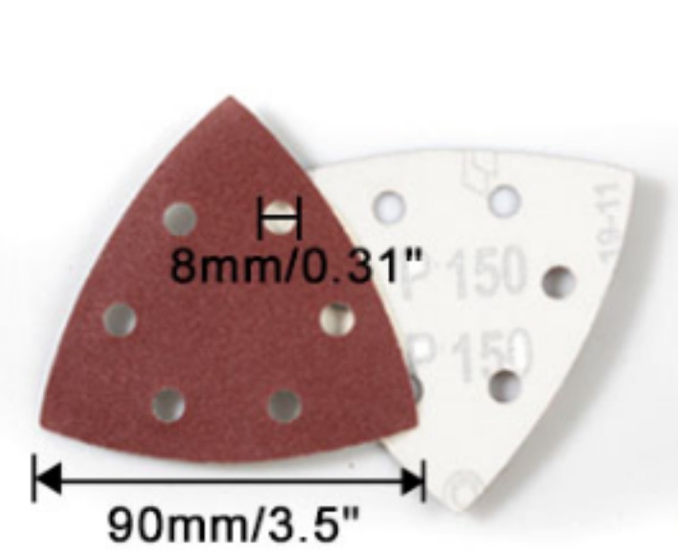500PCS 3.5" 6-H Triangle Sanding Discs A/O 90mm Hook & Loop Sandpaper 40-120Grit