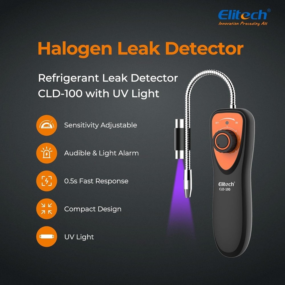 Advanced Halogen Refrigerant Leak Detector with 6 Sensitivity Settings - CLD-100