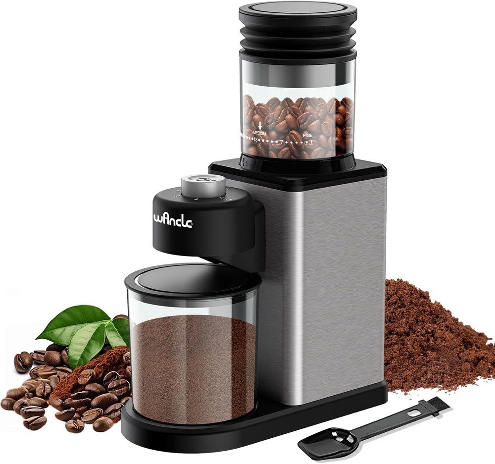 Wancle Conical Burr Coffee Grinder Electric - 200W Compact Automatic Bean Grinde