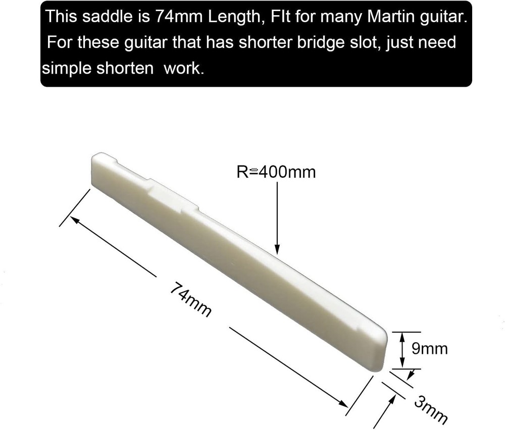Unbleached Acoustic Guitar Bridge Saddle, Fit for Saddle x 4, Bone