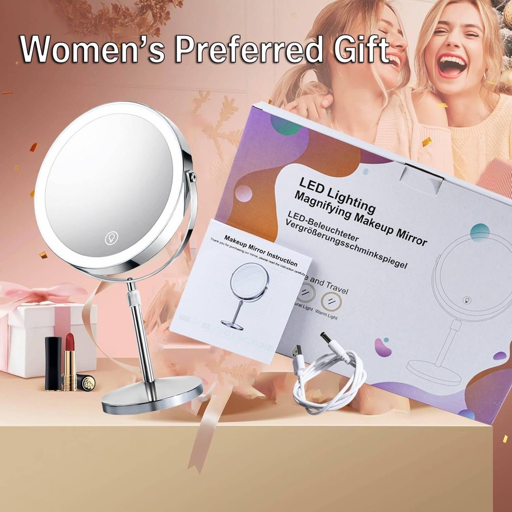 Makeup Mirror with Lights and Magnification, Electric Lighted Standing Mirror...