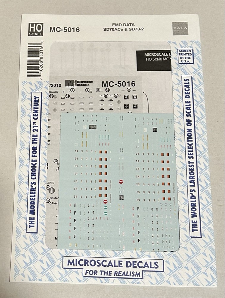 MICROSCALE HO DECAL-EMD DIESEL DATA - SD-70ACe & SD-70-2  -  #MC-5016