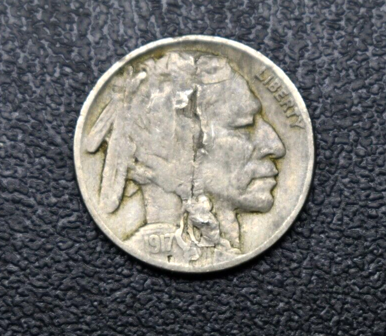 1917 Buffalo Nickel US 5c Lamination Error