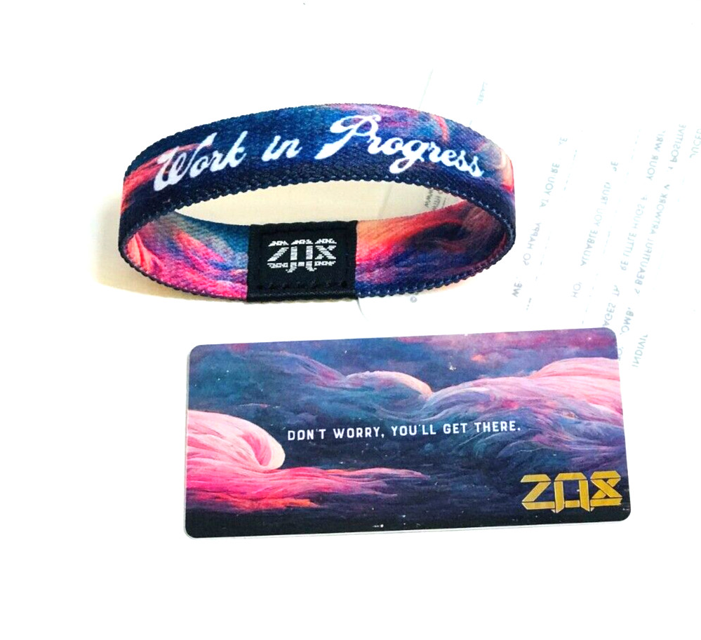 ZOX **WORK IN PROGRESS** Silver Single medium Wristband w/Card NIP