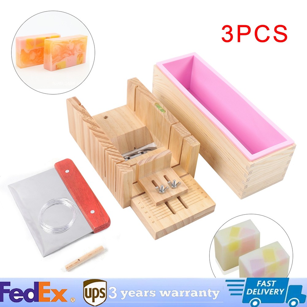 3PCS Soap Making Tool Kit with Adjustable Cutter & Silicone Mold