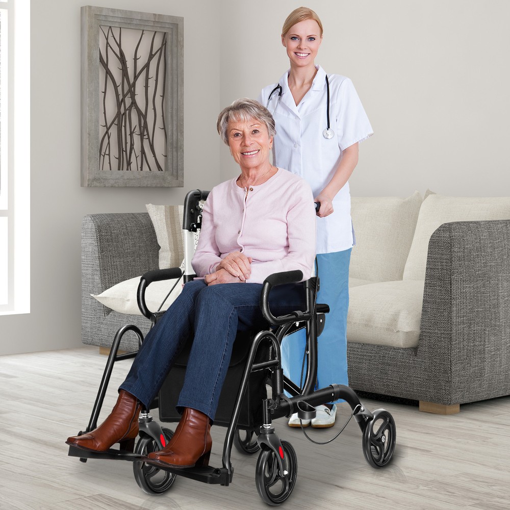 3-Wheel Rolling Walker Folding Rollator Walker w/ 8 inch Wheels