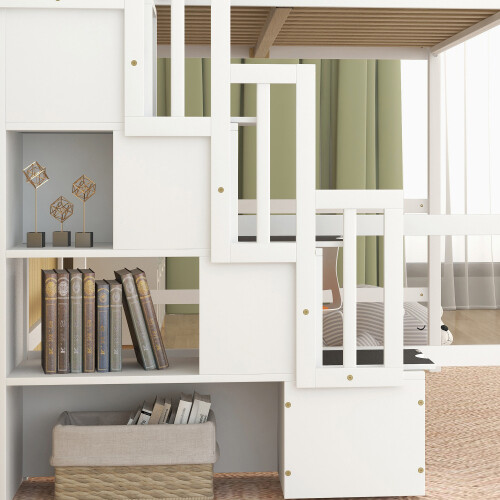 Full Size Loft Bed with Desk & Storage Staircases Full Size Loft Bunk Bed Frames
