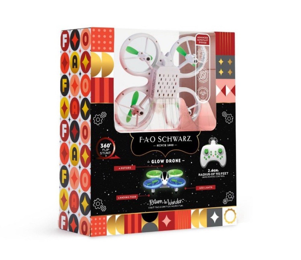 FAO Schwarz Glow Drone Remote Control LED Stunt Drone Advanced Autopilot System