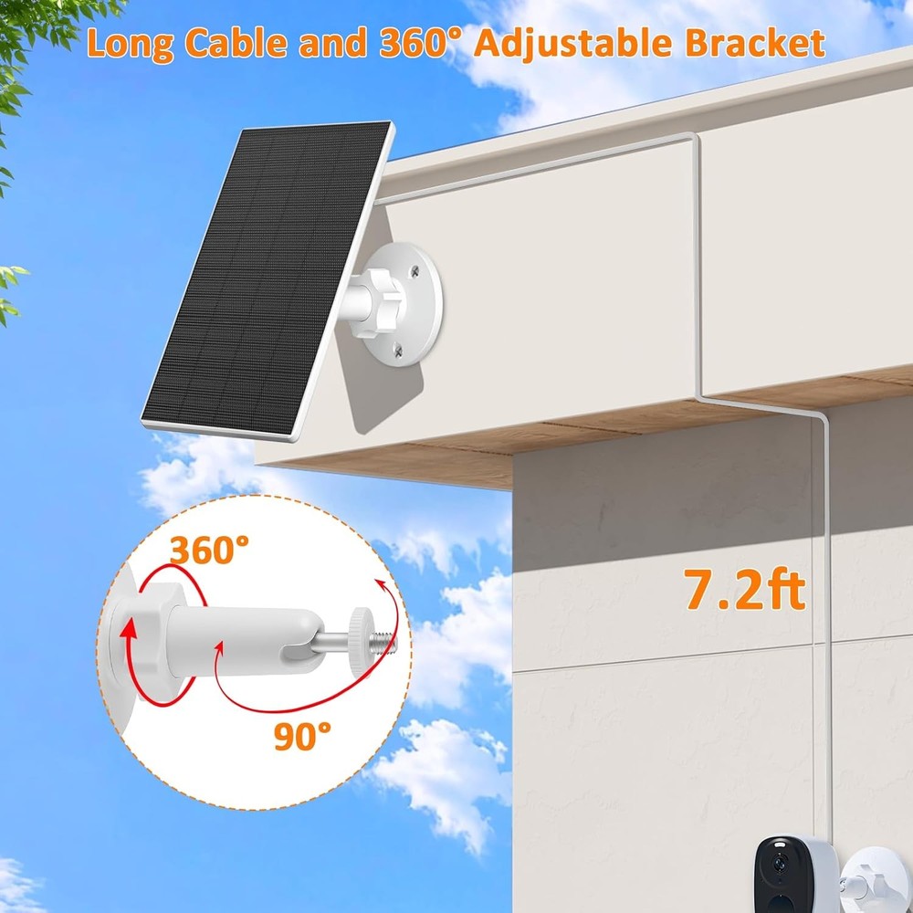 2W Solar Panel Security Cameras Solar Charger W/ Micro USB & USB-C Port