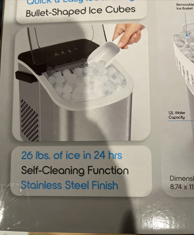 ionchill Quick Cube Ice Machine 26lbs/24hrs Portable Countertop Bullet Ice Maker