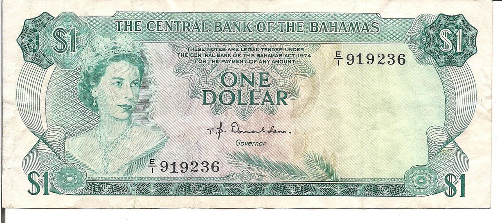 BAHAMAS, $1,QEII, L. 1974