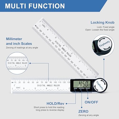 Digital Angle Finder Protractor, 3rd Generation Quick Display Gauge Ruler