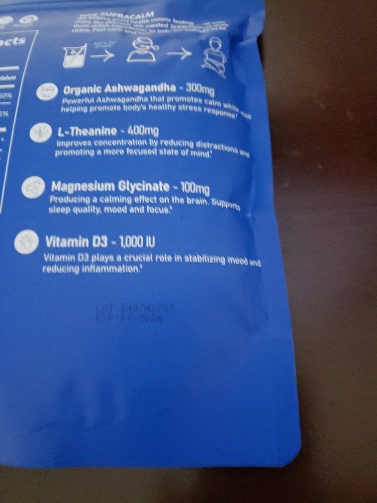 SupraCalm Adaptogenic Drink Mix 20 Packets Raspberry Lemonade 07/26